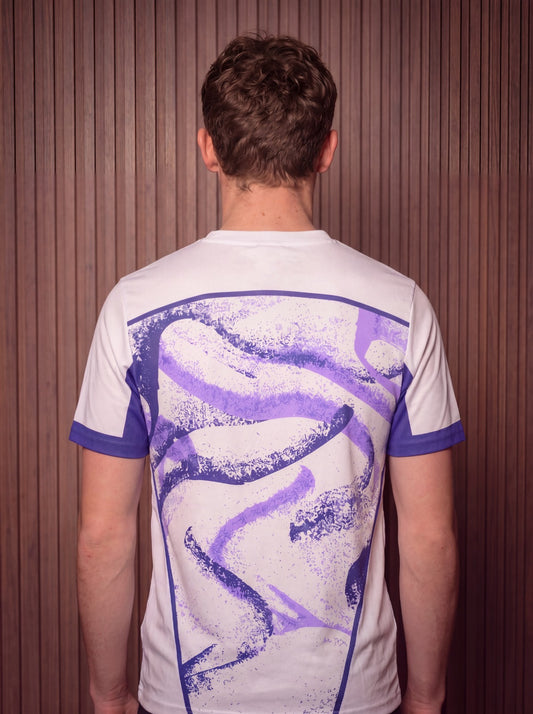 Athletic Round Neck Tee | White & Purple