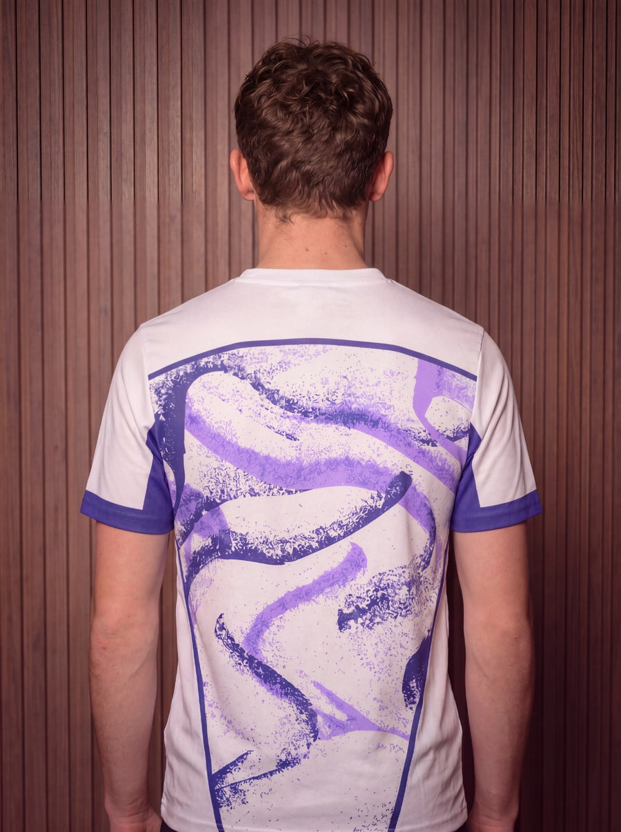 Athletic Round Neck Tee | White & Purple