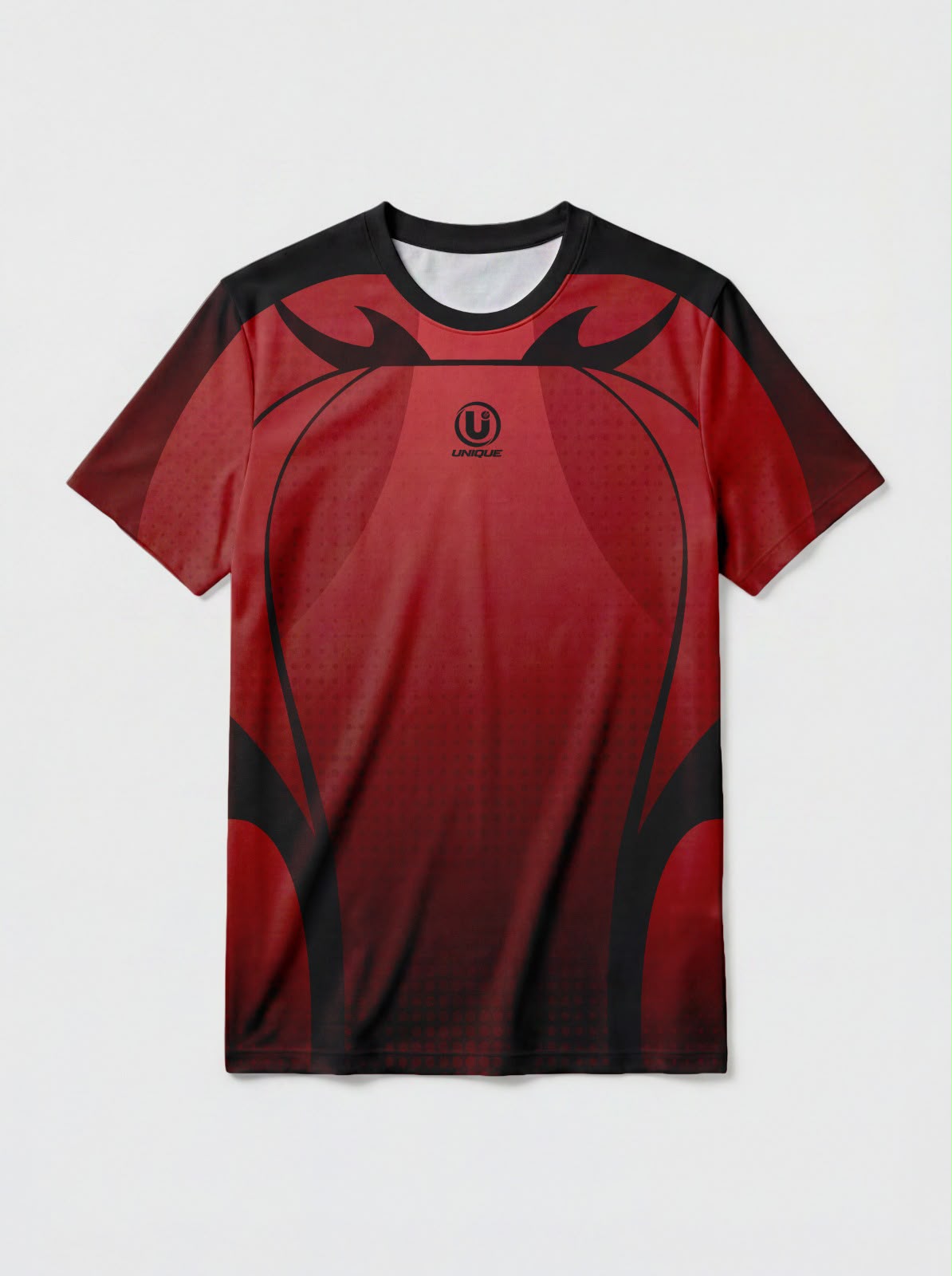 UNIQUE  T-Shirt | Round Neck Athletic Tee | Red & Black