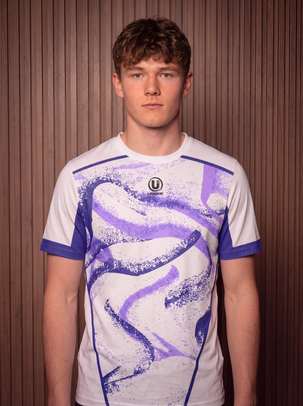 Athletic Round Neck Tee | White & Purple